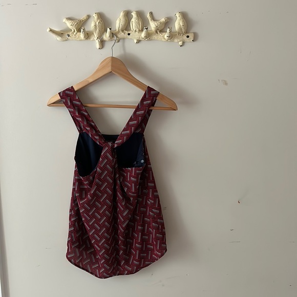 Banana Republic Factory Red Print Twist Neck Halter Top - Picture 3 of 6